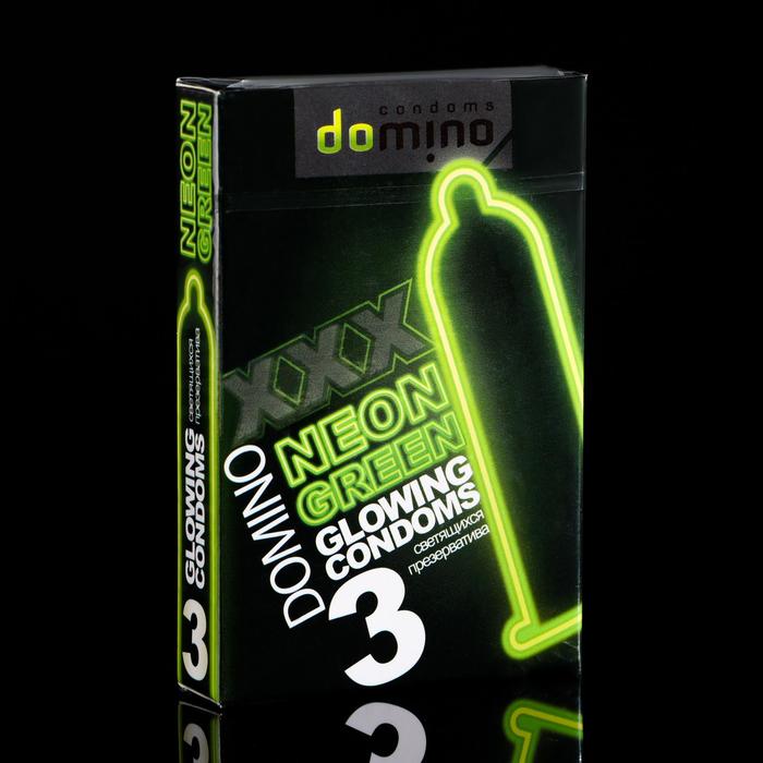 Презервативы Domino Neon №3 светящиеся, зеленые, 3 шт 06187 - Domino - Цветные презервативы - Купить