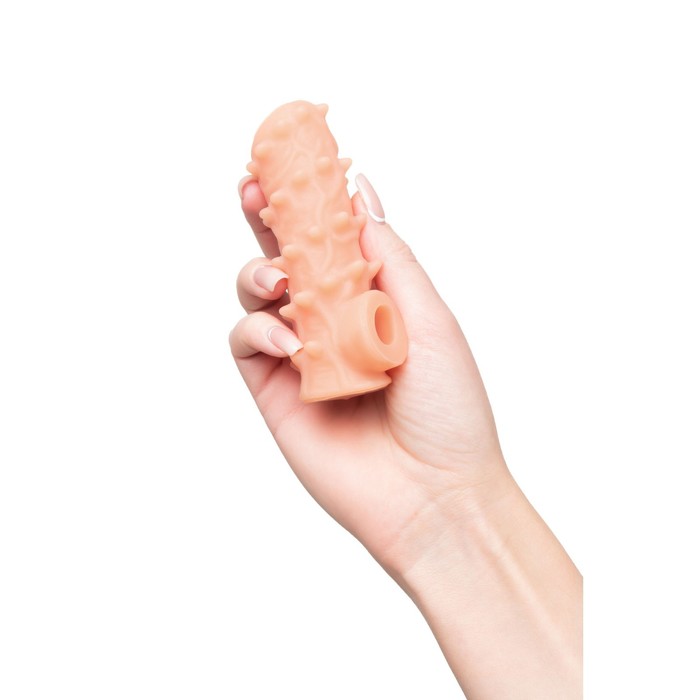 Насадка Kokos Nude Sleeve 006 M с подхватом мошонки и открытой головкой, телесная NS.006-M - KOKOS - Удлиняющие/утолщающие насадки - Купить