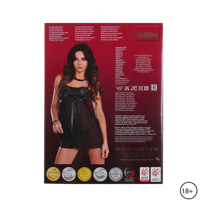Боди LivCo Corsetti Fashion LC 90565 Tarissam body Black, Чёрный, L/XL LivCo_LC 90565 Tarissam body Black L/XL - Livia Corsetti - Сорочки, комбинации - Купить
