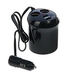  Разветвитель прикуривателя TORSO, в подстаканник, 2 гнезда + 2 USB, 12/24 В 