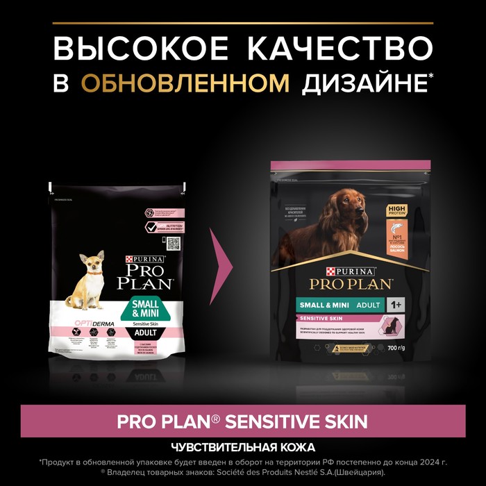 Сухой корм PRO PLAN для собак малых пород с чувствительной кожей