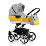 Коляска 2 в 1 Enzo New, цвет SL 04 серый/кожа жёлтая