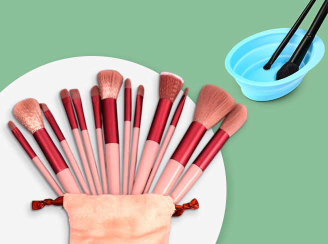 Набор кистей для макияжа PASTEL BLUSH, 13 шт. в подарок