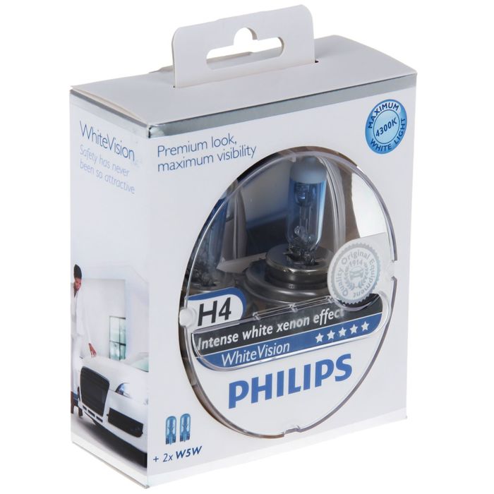 Филипс авто. Philips White Vision h4 12v. Philips WHITEVISION h4 12 в 60/55 Вт. Лампа Philips h4 12в 60-55вт White Vision Ultra. Автомобильные лампы Филипс Вайт Вижин.