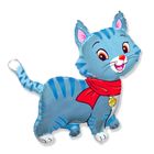 Шар фольгированный 30" «Кошечка», с шарфом, цвет голубой - фото 125478