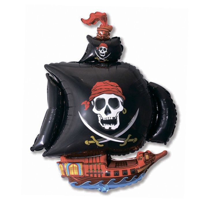 Шар фольгированный 30" «Корабль пиратский», цвет чёрный