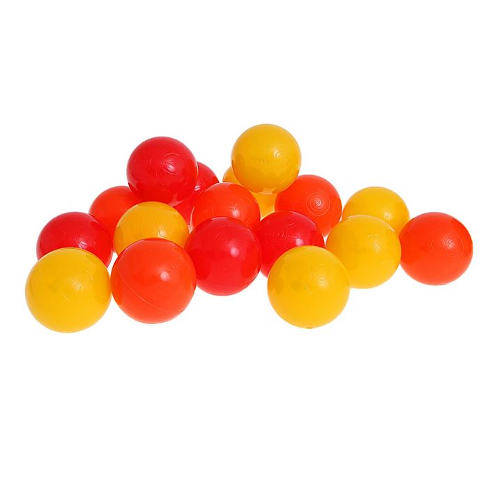 Шарики для сухого бассейна с рисунком, диаметр шара 7,5 см, набор 30 штук, цвет оранжевый, красный, жёлтый