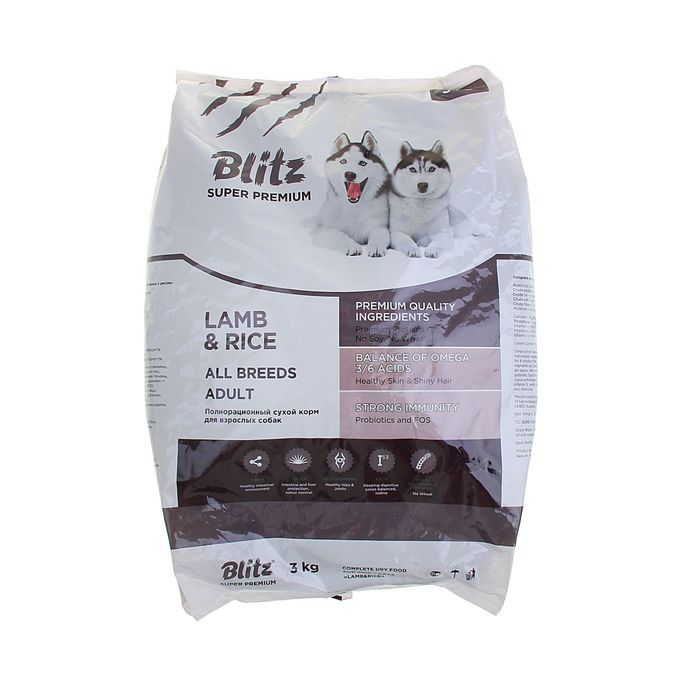 Сухой корм для собак Blitz Lamb&amp;Rice Adult 3 кг