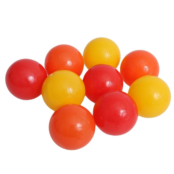 Шарики для сухого бассейна с рисунком, диаметр шара 7,5 см, набор 9 штук, цвет оранжевый, красный, жёлтый