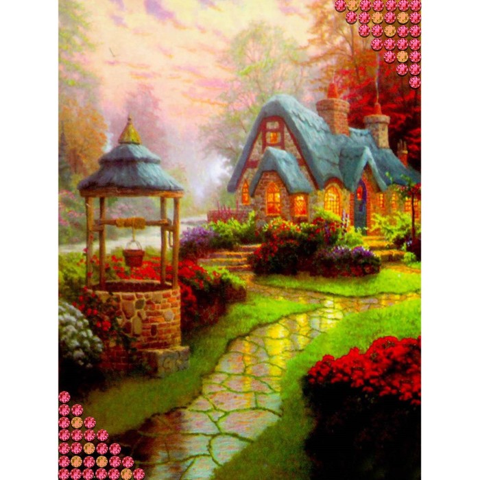 Алмазная мозаика с частичным заполнением «Сказочный домик», 30х40 см - фото 833568