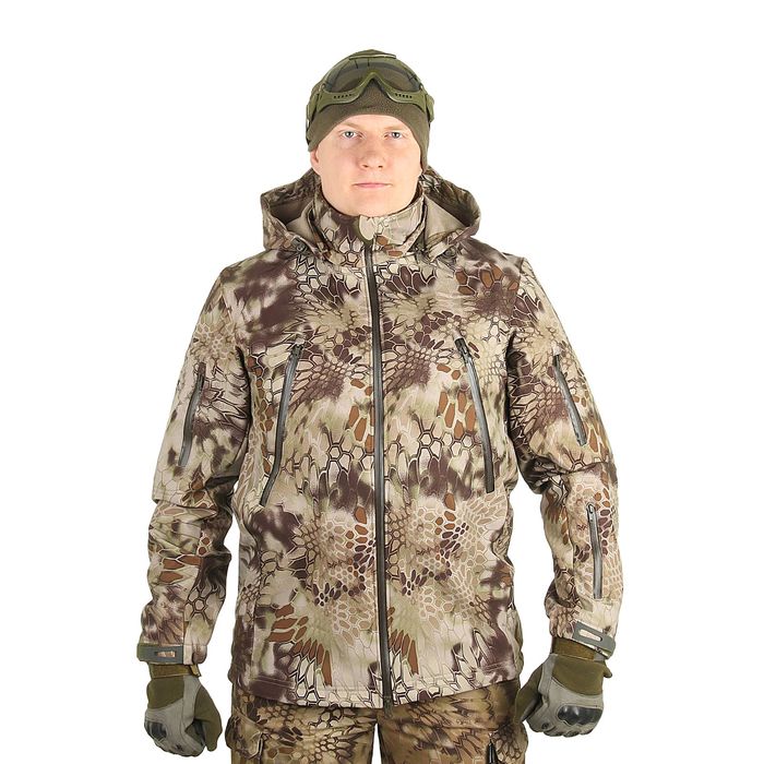Куртка с капюшоном для спецназа демисезонная МПА-26 (тк.софтшелл) КМФ питон скала (54/5)