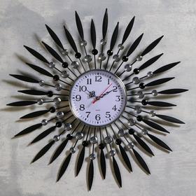 Часы настенные, серия: Ажур, "Лучи-Перья", плавный ход, d=50 см, циферблат 14.5 см