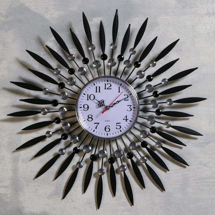 Часы настенные, серия: Ажур, "Лучи-Перья", плавный ход, d-50 см, циферблат 14.5 см - фото 886355