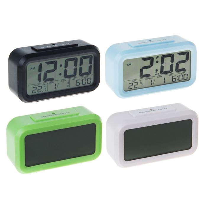 Часы-будильник LuazON LB-14, дата, календарь, температура, МИКС
