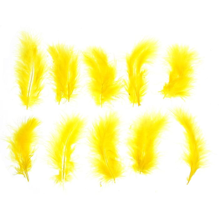 Набор перьев для декора 10 шт, размер 1 шт 10*2 цвет желтый