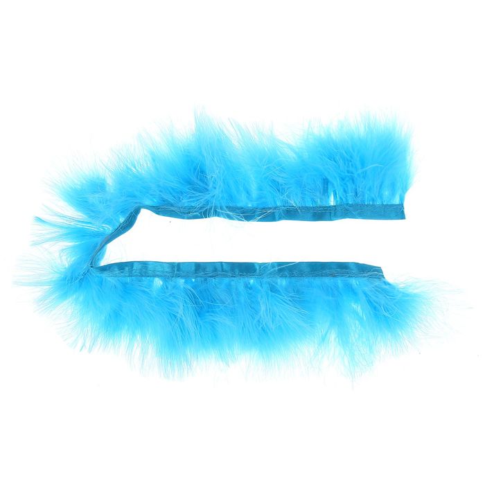 Лента перьев для декора, размер 1 шт 50*6 цвет голубой