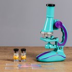 The microscope: 2 jars, 2 glass, illuminated, lens X100, X200, х450