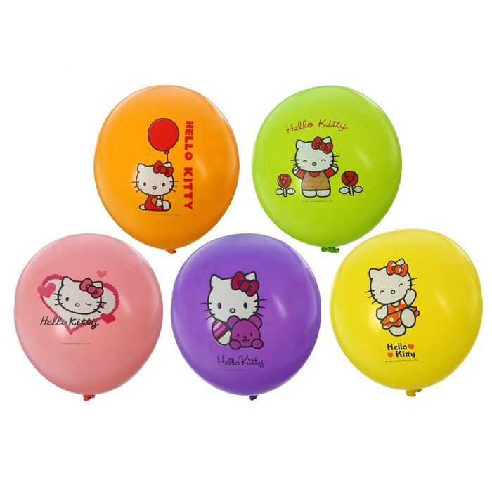 Шар латексный 14&quot; Hello Kitty, пастель, 2-сторонний рисунок, набор 25 шт., цвета МИКС