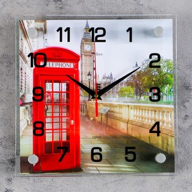 Часы настенные, серия: Город, "Английская телефонная будка", 25х25  см, микс в Донецке