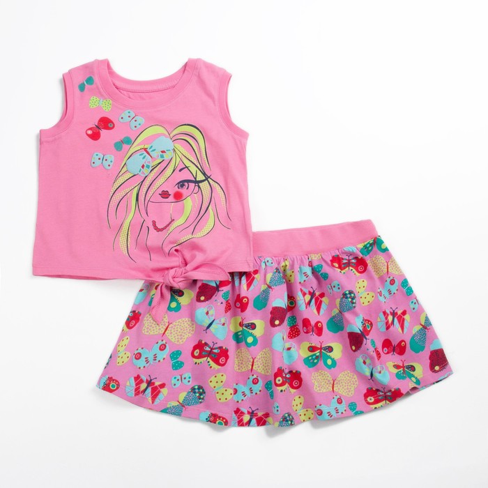 Комплект для девочки (майка+юбка), рост 98 см (56), цвет розовый_160083