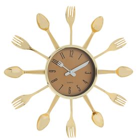 Часы настенные, серия: Кухня, "Вилки, ложки, поварешки", золото, d=33 см в Донецке