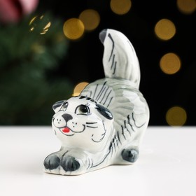 Сувенир  «Котик», серый микс, гжель в Донецке