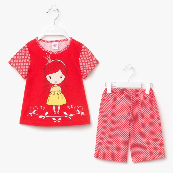 Пижама для девочки, рост 122-128 см (32), цвет красный