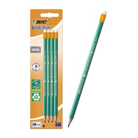 Набор карандашей чернографитных BIC Evolution, HB, пластиковые, ударопрочный грифель, c ластиком, зелёный корпус