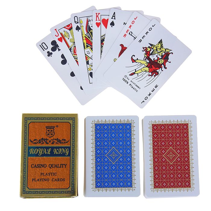 Карты игральные пластиковые Royal King, 54 шт., 28 мкм, 8,8 × 5,8 см, микс