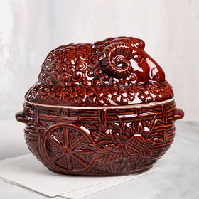 Горшок духовой с крышкой "Баран", керамика, 3 л