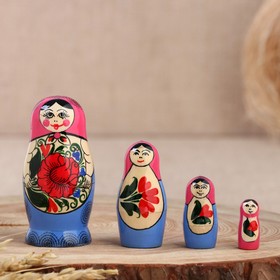 Матрёшка «Семёновская», розовый платок, 4 кукольная, 9 см, ручная работа в Донецке