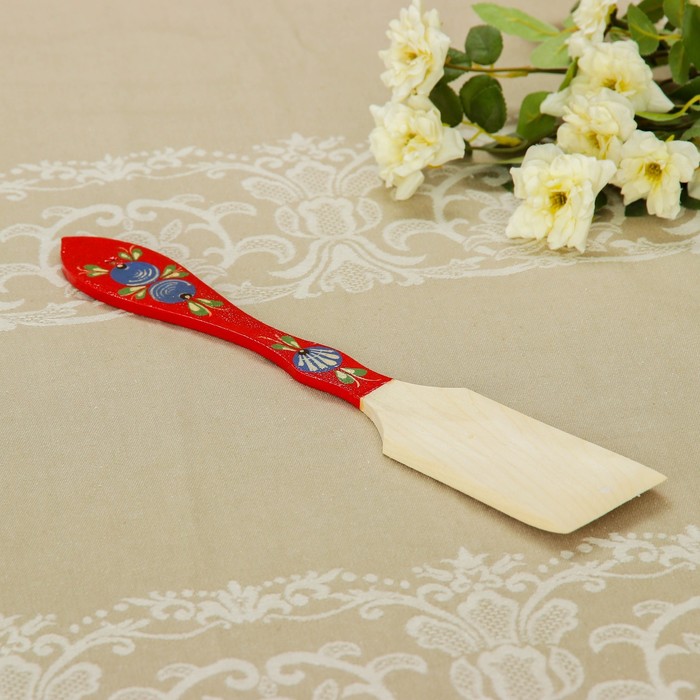 Лопатка «Цветы» кухонная, городецкая роспись