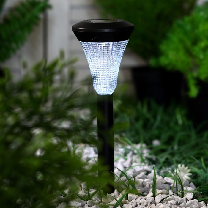 Фонарь садовый на солнечной батарее "Конус" 31,5 см, d-7 см, 1 led, пластик