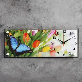 Часы настенные, серия: Цветы, "Бабочки", плавный ход, 20 х 50 см