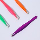 Tweezers, slanted, narrow, 9 cm, MIX color