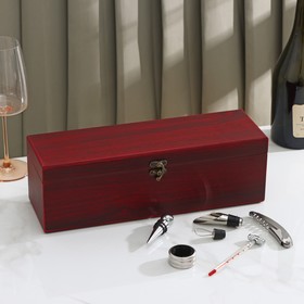 Набор для вина «Ла-Манш», 6 предметов: кейс для бутылки, каплеуловитель, кольцо, штопор, термометр, пробка