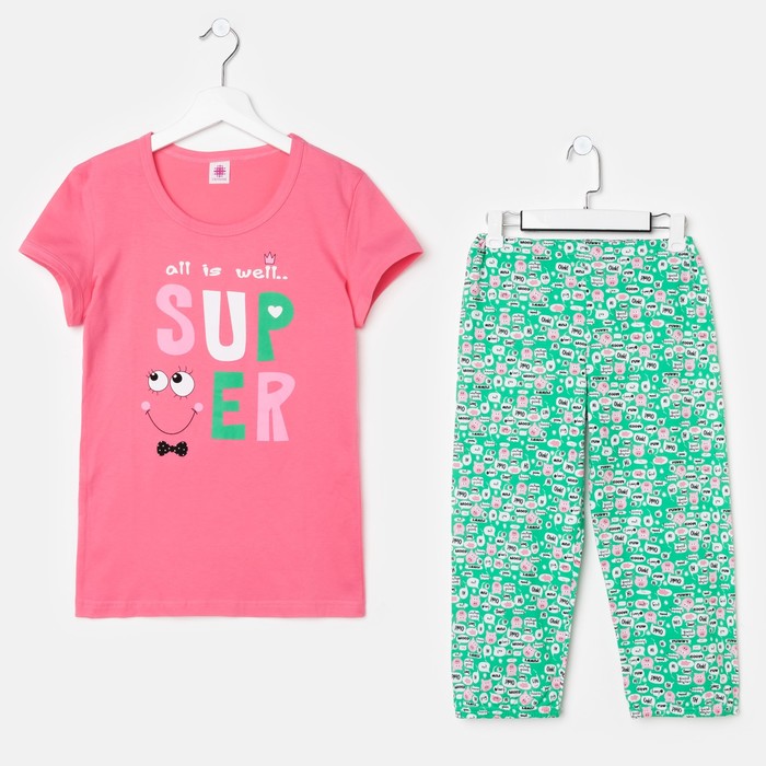 Пижама для девочки, рост 158-164 см (40), цвет розовый/бирюзовый