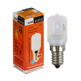 Лампа светодиодная Ecola, T25, E14, 3 Вт, 4000 K, 340°, для холодильников и швейных машин