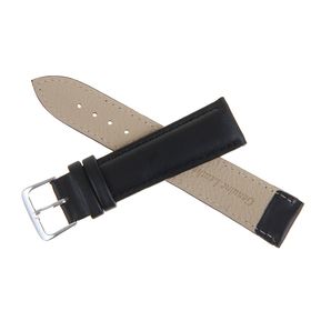 Watchband, 20mm, faux leather, black 20cm