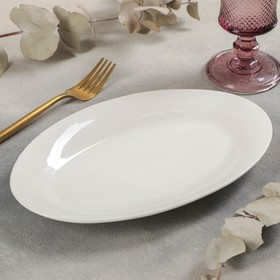 Блюдо овальное White Label, 25,5x17x2 см, с утолщённым краем, цвет белый