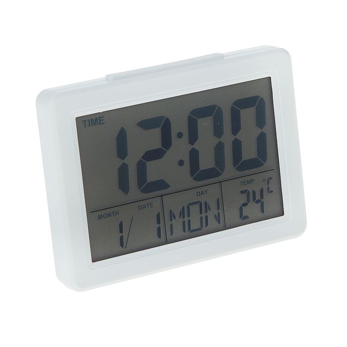 Часы-будильник LuazON LB-04, LED подсветка, дата, часы, температура, белые