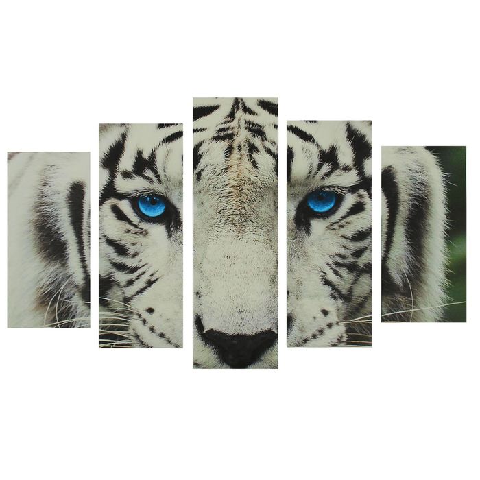 Картина модульная на подрамнике "Голубые глаза тигра" 2-25*52,2-25*66,5,1-25*80, 80*140 см - фото 938239