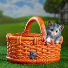Фигурное кашпо "Котёнок в лукошке" 24х22х19см - фото 8289737