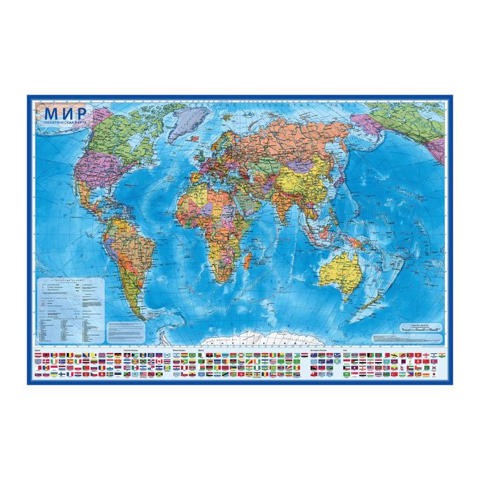 Карта мира политическая, 1:32М, 101х61 см, ламинированная, настенная