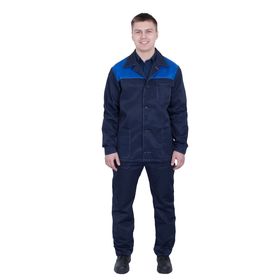 Костюм «Дамаск», куртка+брюки, хлопок/полиэфир, размер 48-50, рост 182-188 см, цвет тёмно-синий/василёк