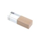 Флешка USB2.0, 8 Гб, стеклянный кристалл, под 3D гравир/лазерную гравировку, светлое дерево