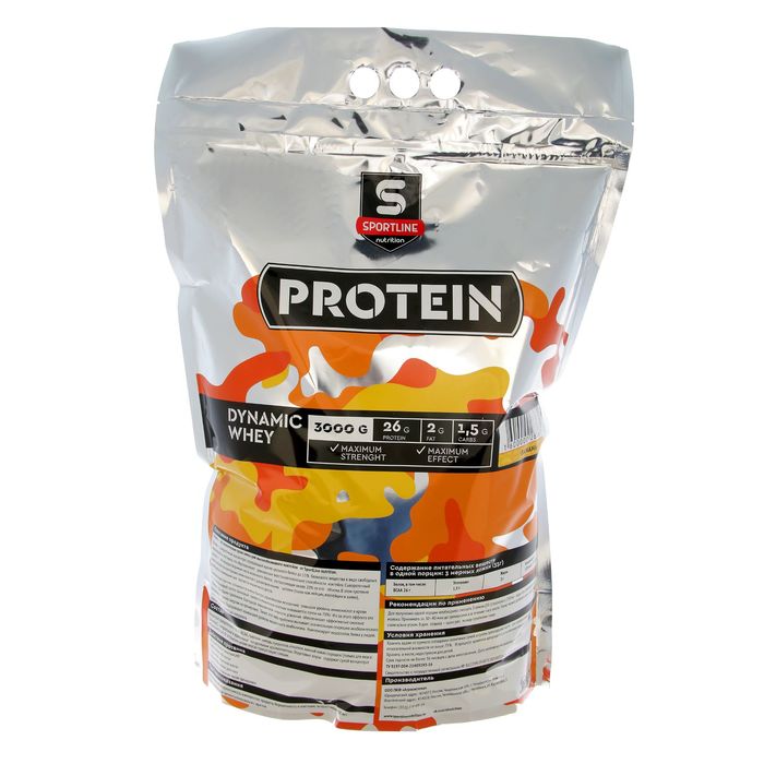 Протеин SportLine Dynamic Whey Protein 85%, банан, спортивное питание, 3000г - фото 8289919