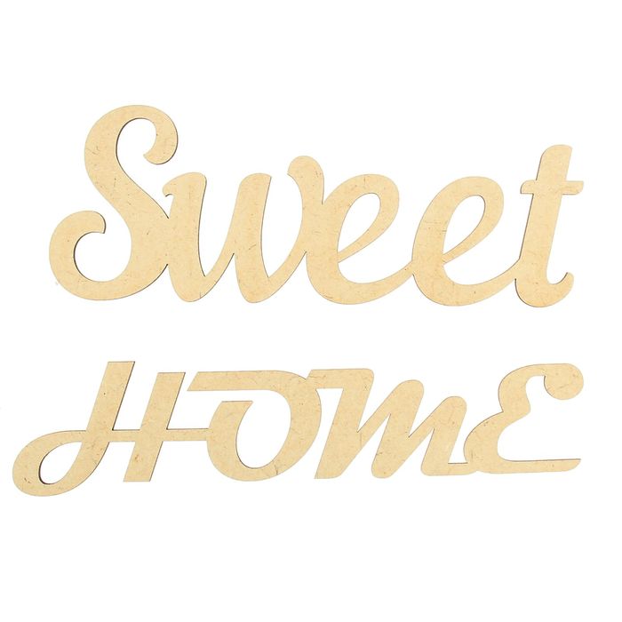 Надпись для декора Sweet home, набор 2 шт., 29х10х0.3 см и 29х6.7х0.3 см