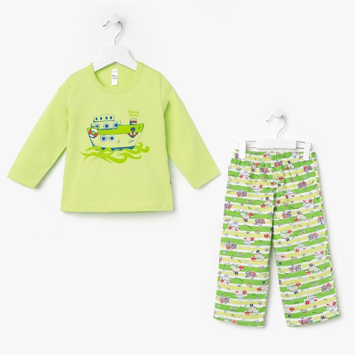 Пижама для мальчика (джемпер, брюки), рост 134-140 см (36), цвет салат/принт (арт. 396Б-171)