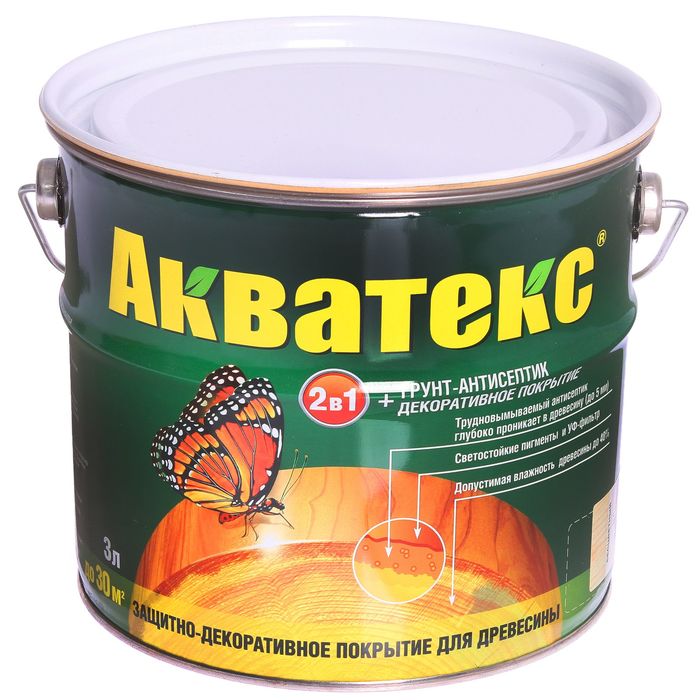 Грунт-антисептик &quot;Акватекс&quot;, бесцветный, 3 л